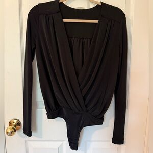 Free People Women’s Black Silky Bodysuit